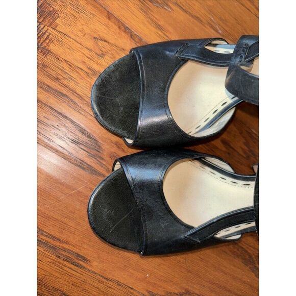 Coach Amina Black Leather Buckle Strap Peep-Toe Platform Heels 8 - Picture 5 of 8